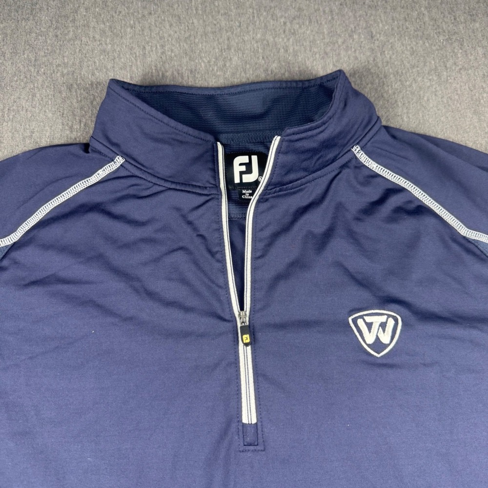 FootJoy Mens XL Quarter Zip Pullover Navy Blue Contrast Stitch Golf Sweater